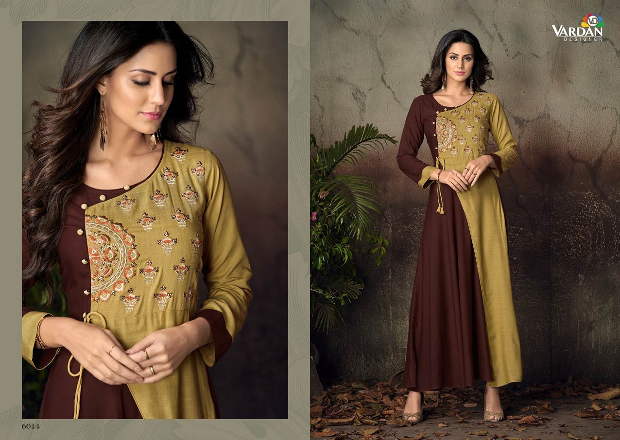 Gulnaz Vol-2 Vardan Designer Rayon Long Ladies Kurta Gulnaz Vol-2 Vardan Designer Rayon Long Ladies Kurta